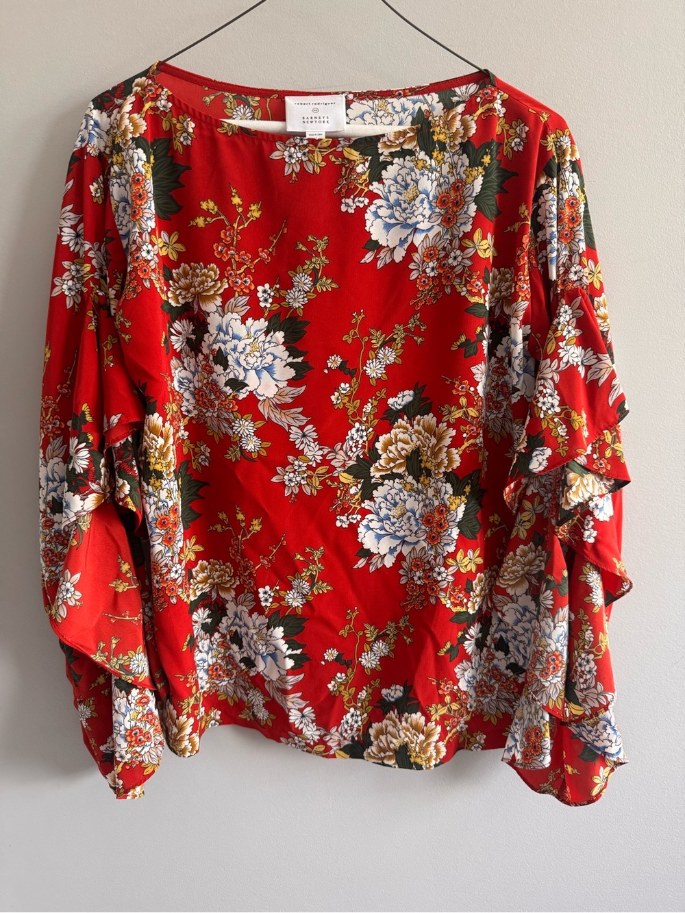 Robert Rodriguez Barneys New York Floral Ruffle Sleeve Blouse 4